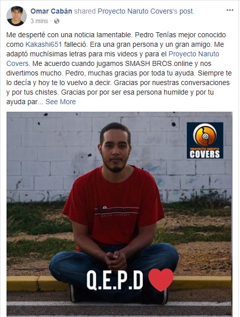 OmarCabanMusic's tweet photo. Que malo es levantarse con malas noticias. Te extrañaremos, bro. Gracias por toda la ayuda que me brindaste para mis videos y por ser una gran persona. Siempre te lo agradecía y hoy te lo digo nuevamente. GRACIAS, PEDRO.  

Q.E.P.D. https://t.co/tflDwt2hwR
