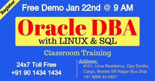 sequelschool's tweet image. DEMO: Oracle DBA Adminstrative Training

Free Demo: JAN 22nd @ 9 AM
Website: sqlschool.com/oracle

Course Details: sqlschool.com/oracle/OracleD…

Reach us:
+91 90 1434 1434 [24x7 Toll Free]
+91 9666 44 0801[India]

#Oracledba #12ctraining #oracleadmin #coredba #coredbatraining