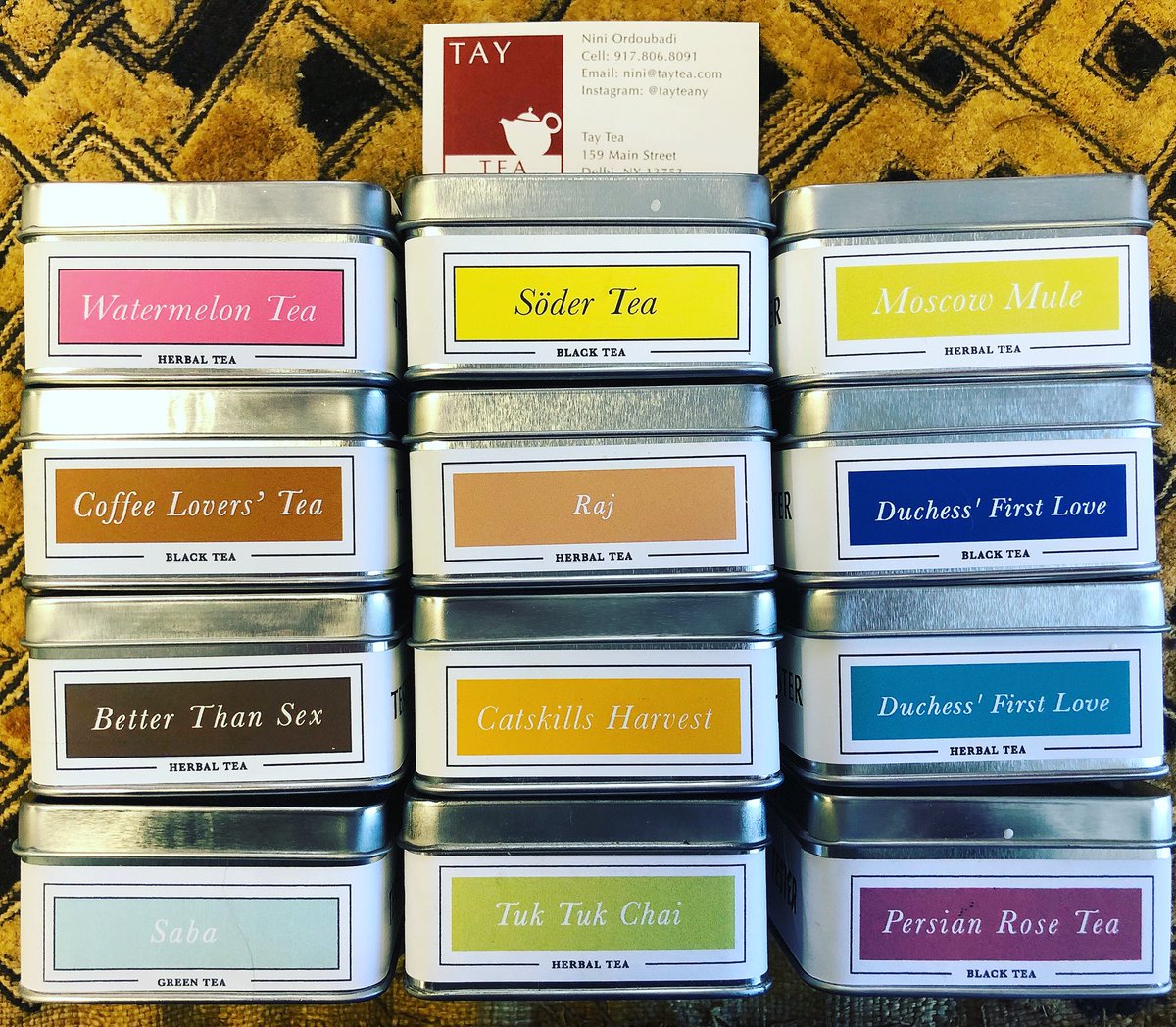 theharvestandes's tweet photo. We are thrilled to carry such a gorgeous collection of hand-blended tea’s from @tayteany at The Harvest! 🍵 ☕️ 🌱☀️✨#taytea #catskills #catskillmountains #delhiny https://t.co/w6QUwjiMuQ