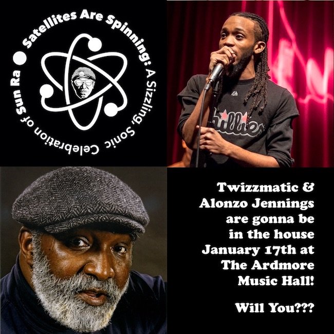 PHLJazzProject's tweet photo. Alonzo Jennings & @TMatic86 / In Satellites Concert #3 @ArdmoreMusicPA / Wed, January 17 / For info and tickets: https://t.co/R6HH76gqMv / #SunRa #SpinSatellitesSpin #BertHarris #AlonzoJennings #Twizzmatic #JakeyaSanders #KimPedroRodriguez #DMHotep #ElliottLevin #MatthewStewart https://t.co/jZRRie9YlM