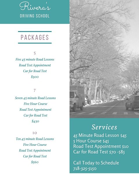 Riveras_DS's tweet photo. Rivera's Services
#RoadLesson #RoadTestAppointment #5HourCourse #CarforRoadTest #Packages
#Learntodrive #Bronxdrivingschool #Northeastbronx #whiteplainsroad #driving #Drivingschool #Drivingpackages https://t.co/7EjaTxtUPg