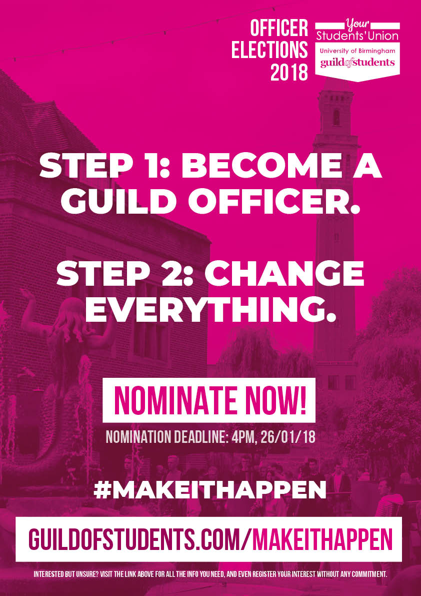 GuildofStudents's tweet image. We’re looking for our next set of Officers to lead the Guild in the year ahead. Could it be you? If you would like to campaign for any position, you have until the 26th January to put your name forward. To find out more, visit:
guildofstudents.com/makeithappen
#makeithappen