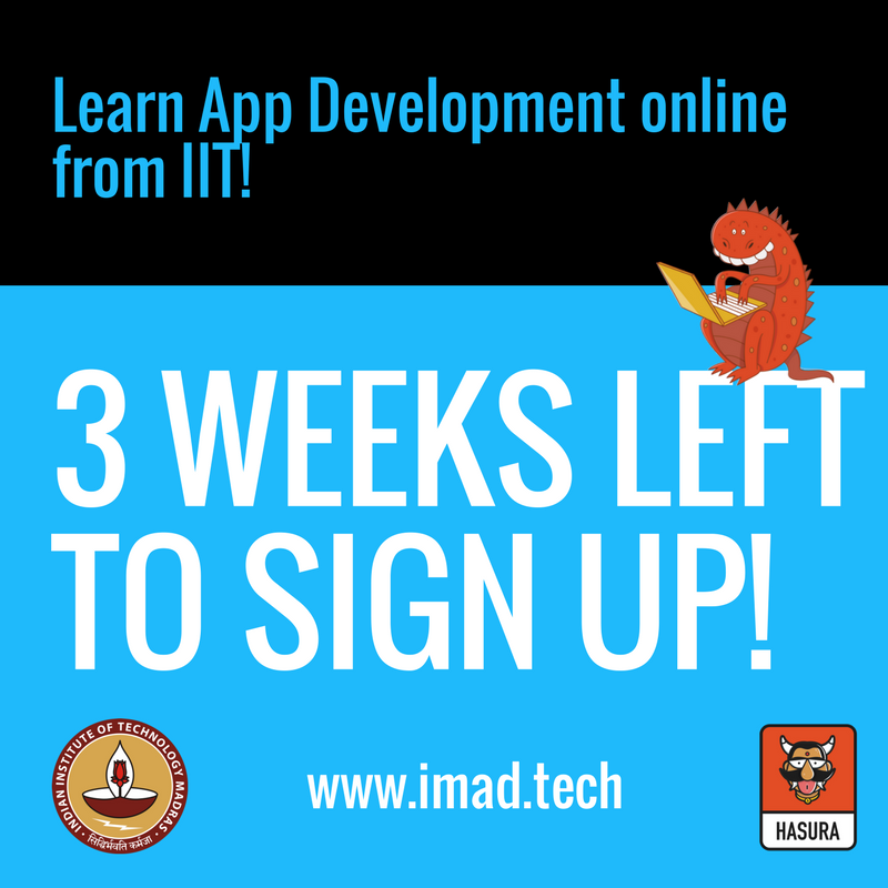 Learn app development in 8 weeks with IMAD and get certified by IIT Madras! Registration deadline is 5th February. Hurry! #learntocode