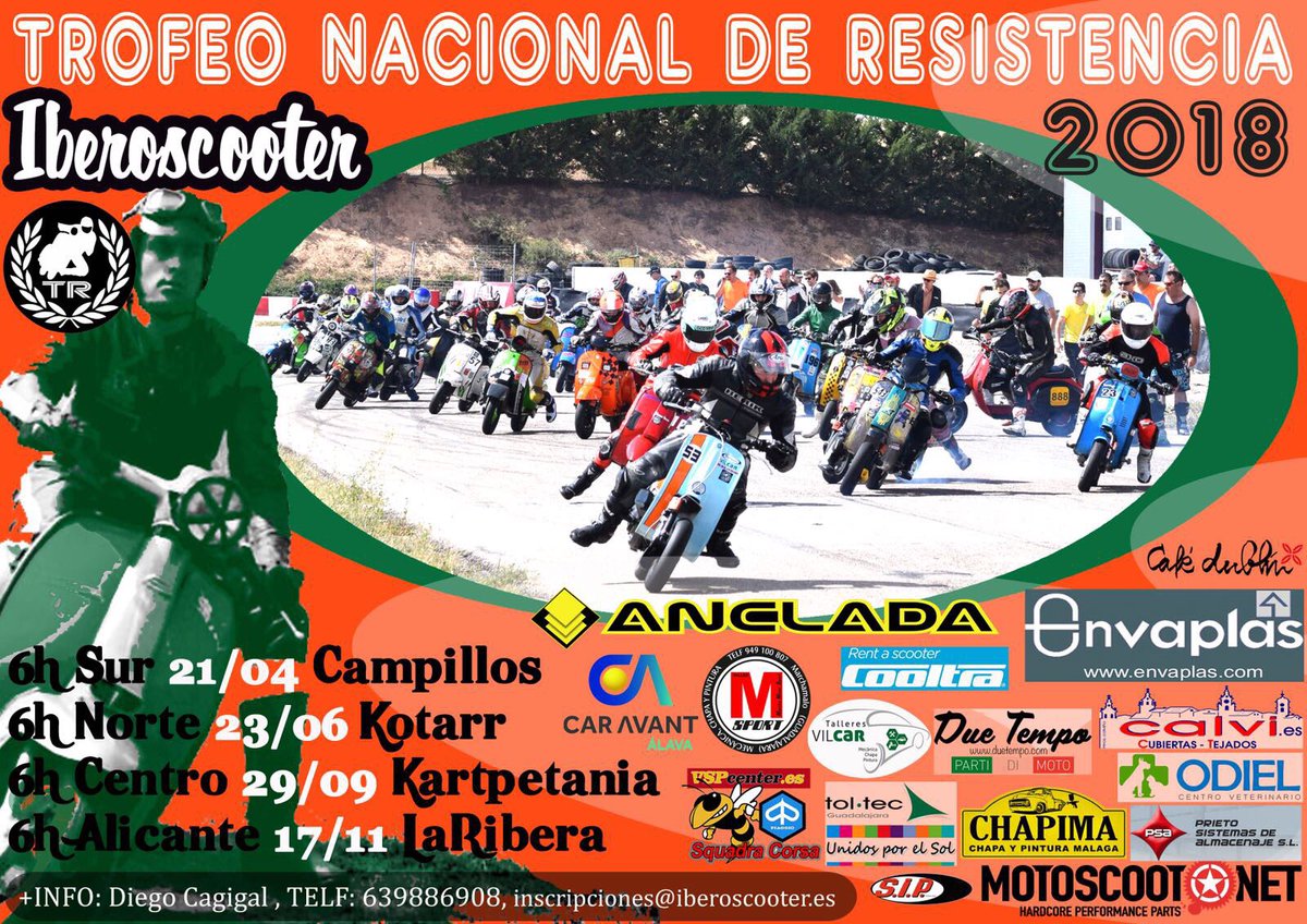 Feliz 2018 a todos!!!
Ya tenemos fechas para el “Trofeo Nacional De Resistencia” #TR18 
Este año con un nuevo reto para el #LoveTeam
Después de muchos éxitos en #200proto pasaremos a la categoría #125proto 
#Vespa
#Resistencia
#EquipoDelAmor
❤️✊🏻3️⃣