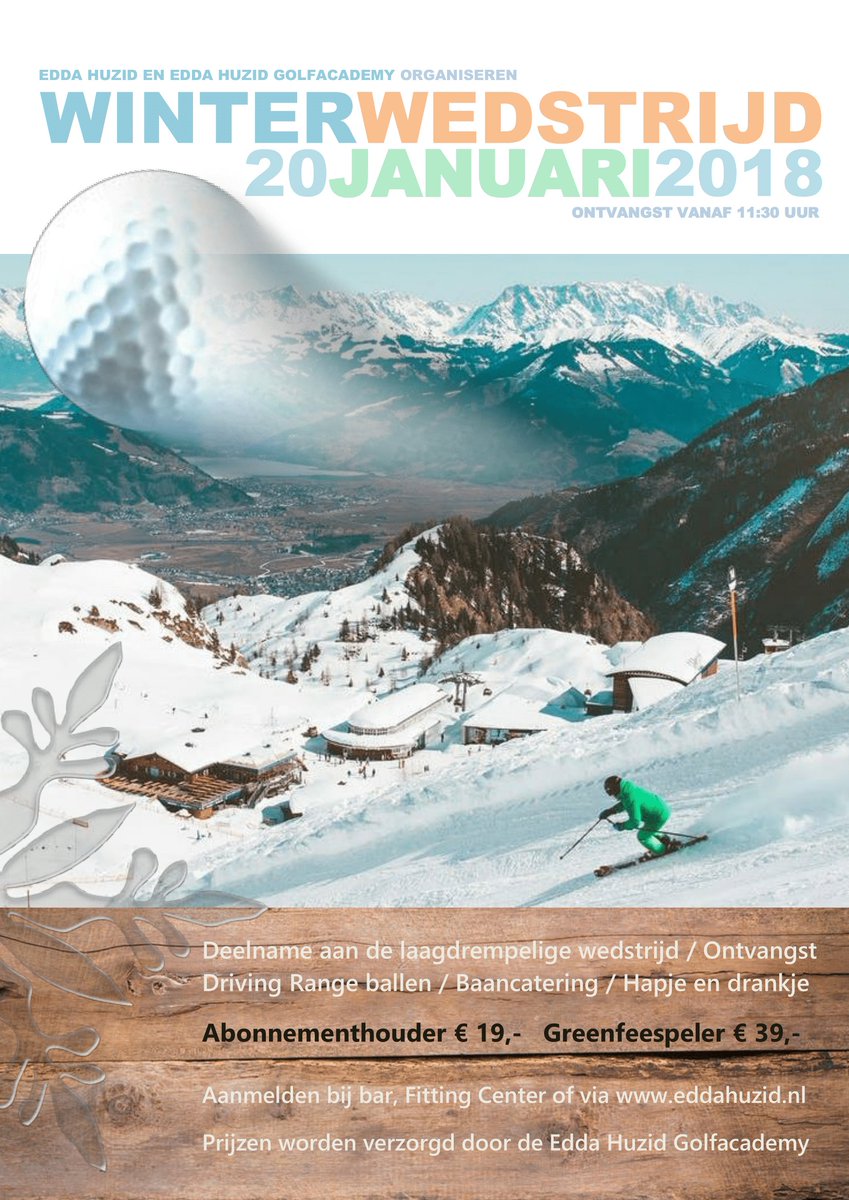 Doet u al mee met onze gezellige winterwedstrijd van aanstaande zaterdag 20 januari?! We gaan op wintersport in eigen land. Opgeven kan via eddahuzid.nl/golfen/aanmeld…