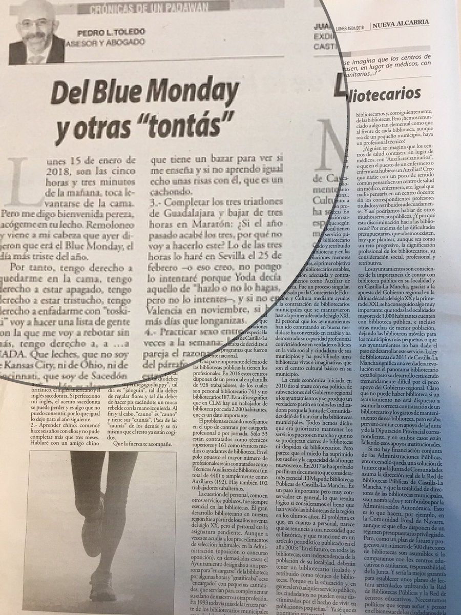 Que no te digan que tienes que estar triste, hoy en <a href="/nuevaalcarria/">Nueva Alcarria</a> Del Blue Monday y otras “tontás” #cronicasdeunpadawan