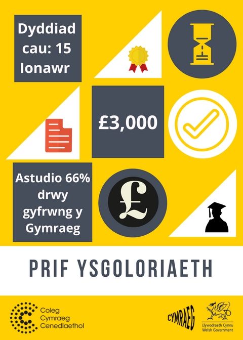 colegcymraeg's tweet photo. Dyddiad cau..Prif Ysgoloriaeth HEDDIW!!! @DyDdyfodolDi #niferofanteision #prifysgoloriaeth #arian #profiadgwaith #tystysgrifsgiliauiaith https://t.co/Hufr46tLxm