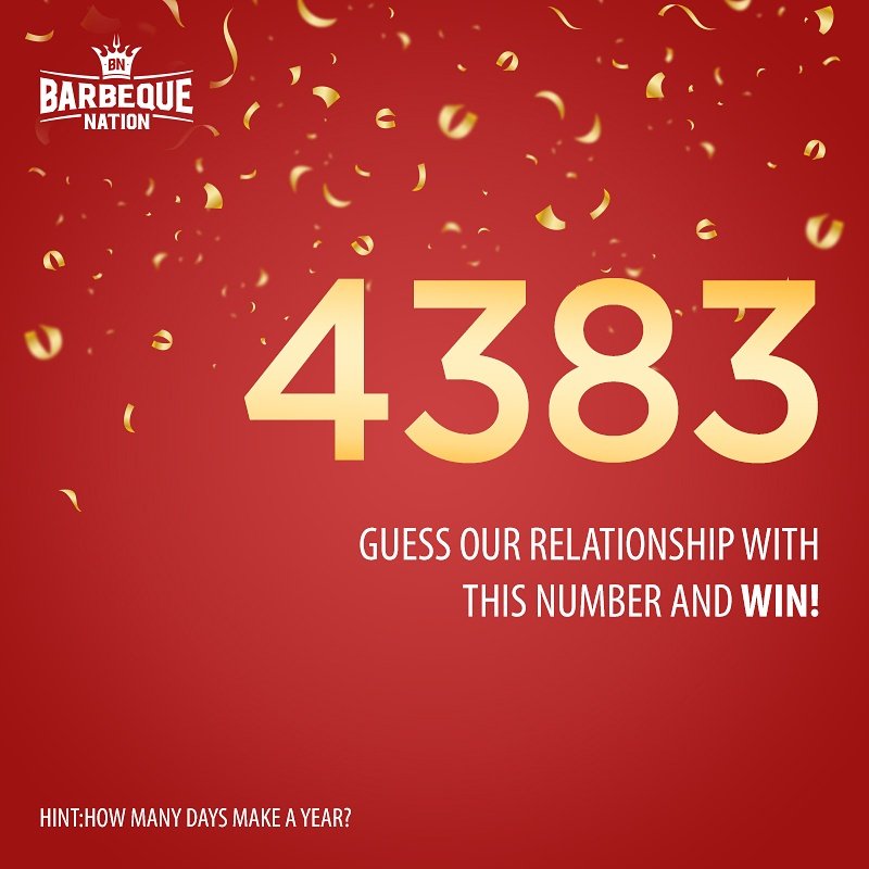 BarbequeNation's tweet image. #ContestAlert 
Crack the hint, answer it right and win a return gift! 
Because in three days from now, we're reaching a new milestone.