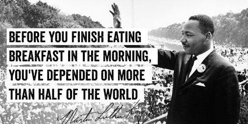 "Whatever affects one directly, affects all indirectly." #MLKDay