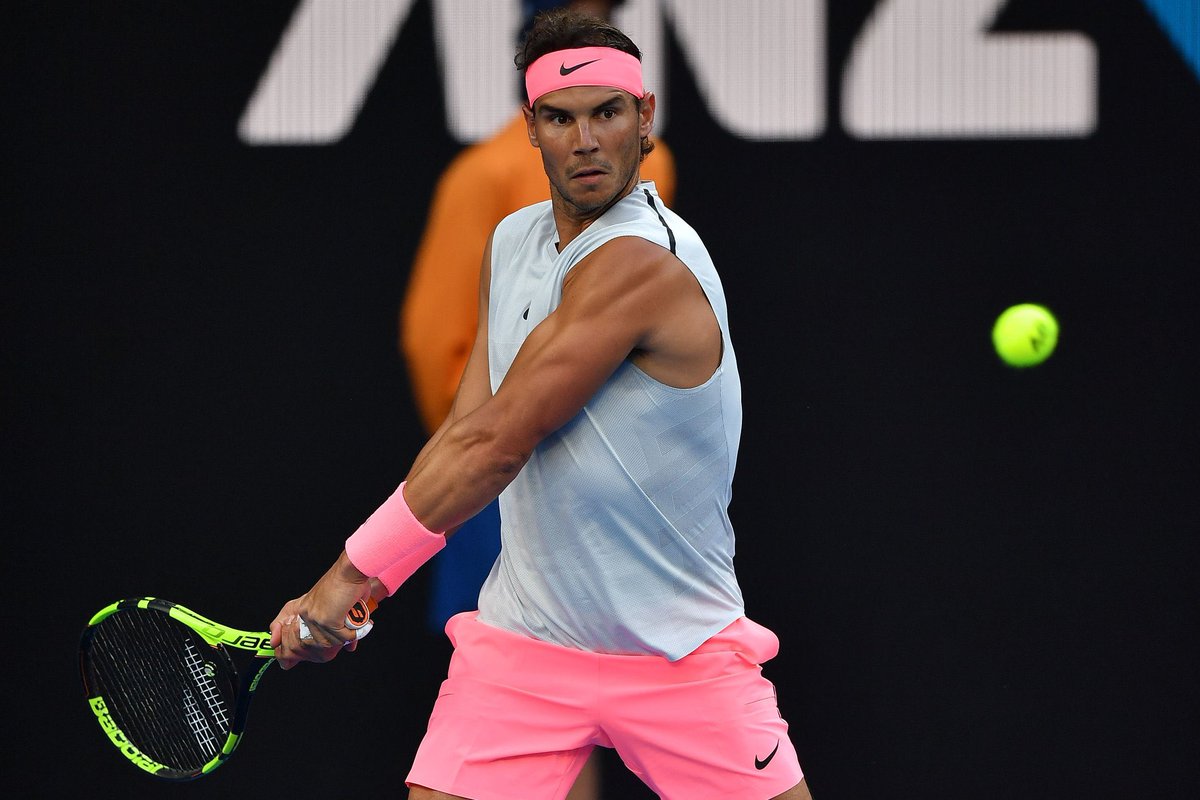 WorldTennis7's tweet photo. ¡SÓLIDO! Nadal en gran nivel supero a Estrella Burgos por 6-1 6-1 6-1 y la fiera se mete en 2da ronda del #AusOpen https://t.co/XZBqcLDCDQ