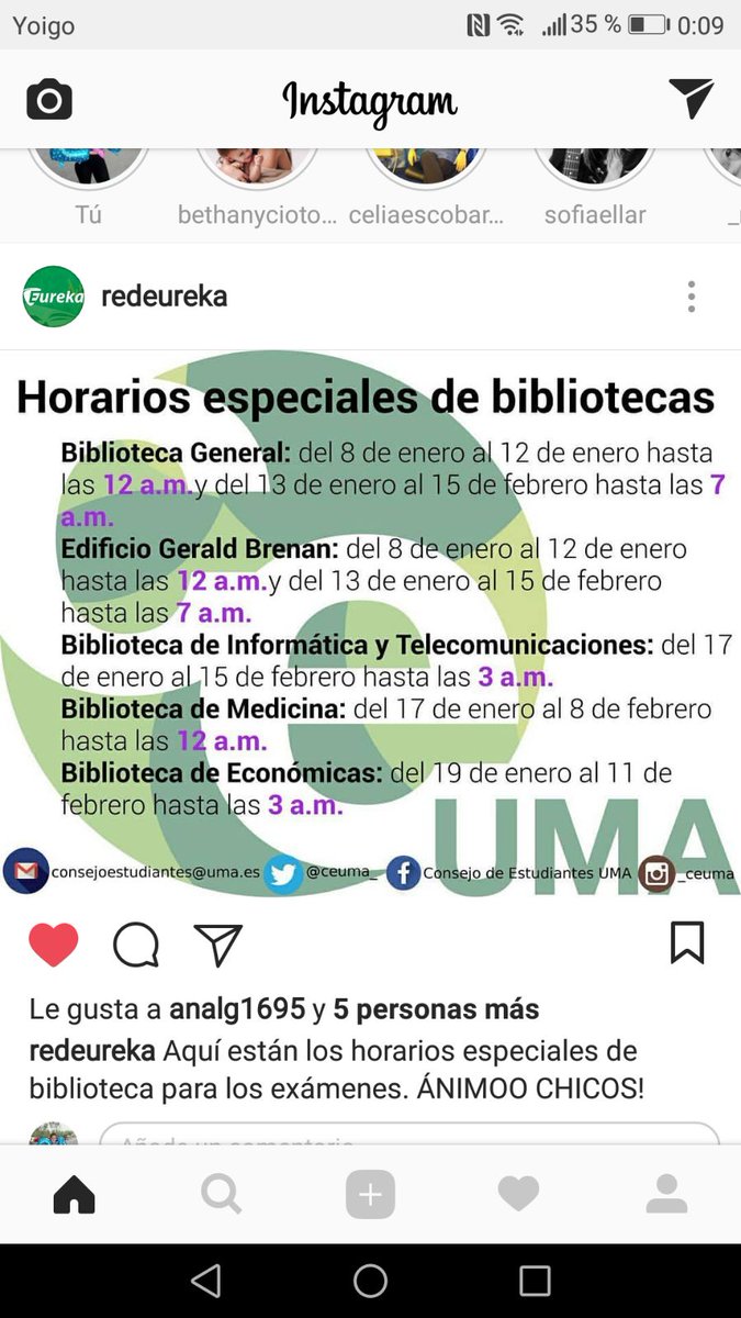 ¡Buenos días!

Abrimos la semana con una buenísima noticia: YA HA EMPEZADO EL HORARIO ESPECIAL POR EXÁMENES EN <a href="/Biblioteca_UMA/">Biblioteca_UMA</a> 

¡Ánimo, no todo está perdido!