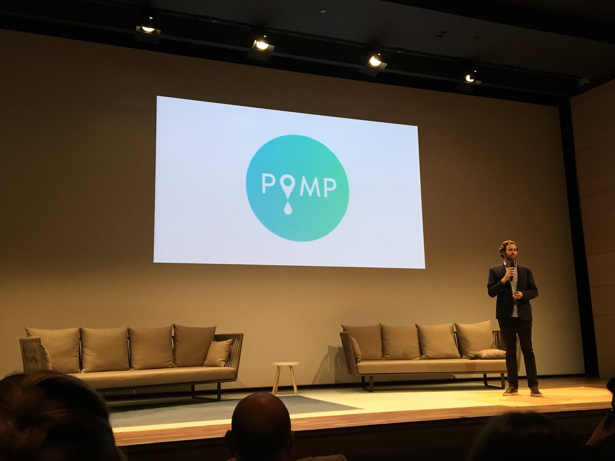 Now on stage: Hugo Domic, CEO et cofondateur de <a href="/POMPfuel/">POMP</a> (Techstars Paris ‘17) 🌟🚀