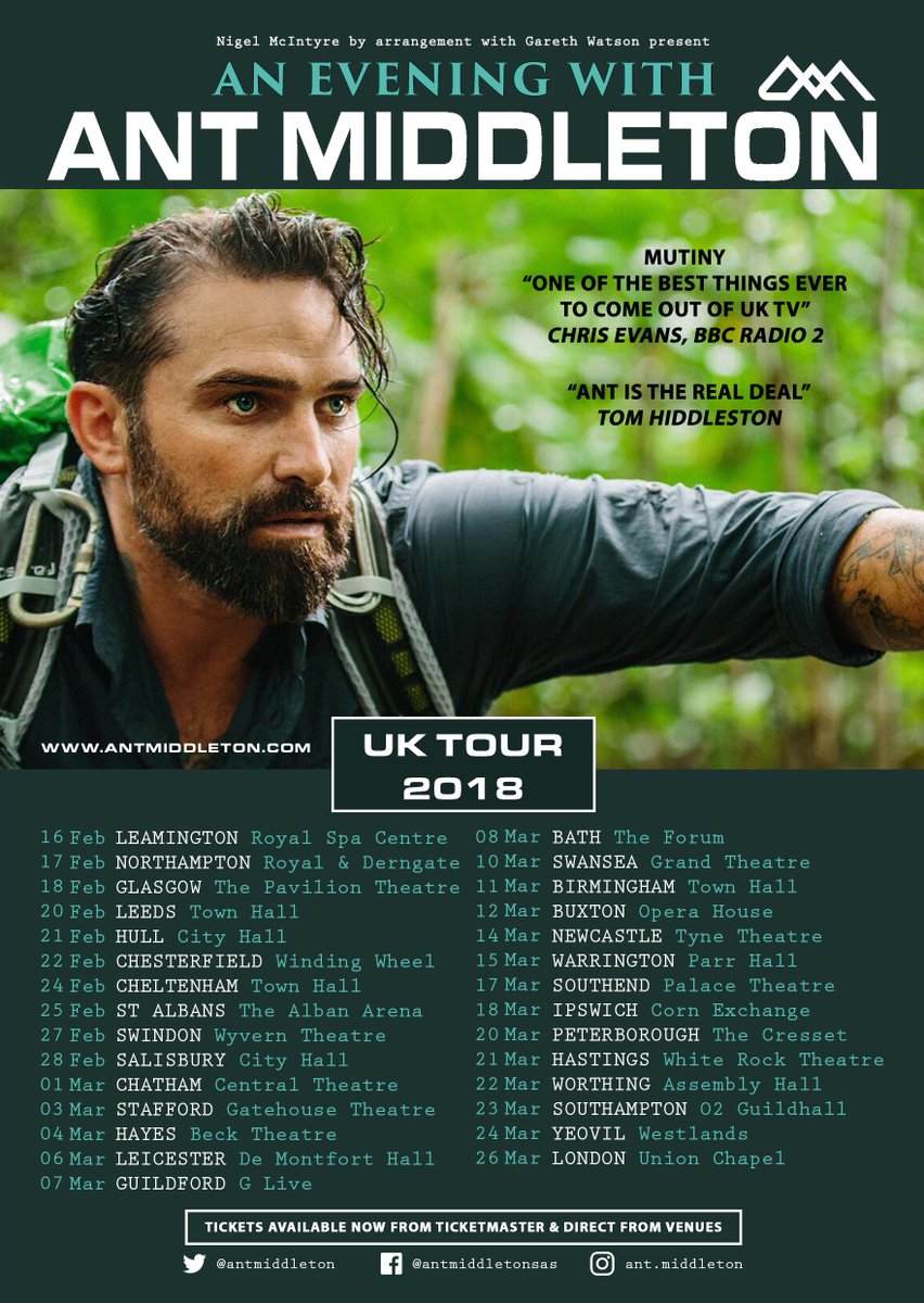 antmiddleton's tweet image. Sorry to say that the below venues are sold out but tickets available for other venues across the country 👍 

🎟’s at antmiddleton.com/live-tour-2018

Leamington Royal Spa Centre - SOLD OUT
Northampton Royal and Derngate - SOLD OUT
Swindon Wyvern - SOLD OUT
Stafford Gatehouse - SOLD OUT