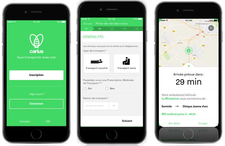 Une résolution pour 2018 ?
Téléchargez l'appli #Carius. L'outil précieux des patients et de leurs aidants pour les commandes de transport sanitaire (Ambulance, VSL, Taxi conventionné...) ! Disponible sur GooglePlay et AppStore #mobilité #parcourspatient