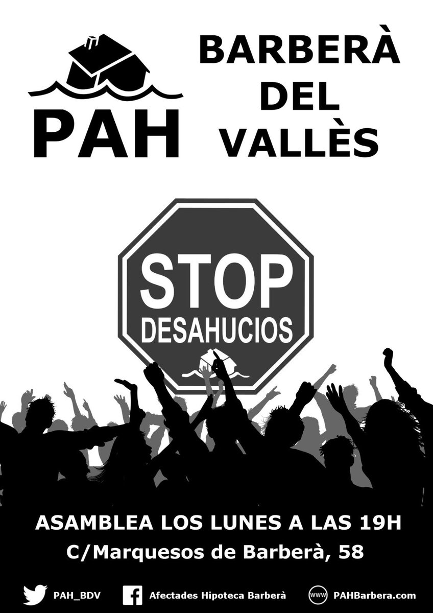 PAH_BDV's tweet photo. Si quieres apoyarnos o estás viviendo en Barbera del Vallés y te encuentras entre "comer o pagar el recibo de tu casa" pásate un lunes a las 19h por nuestra asamblea, te escuchamos, asesoramos, apoyamos y ayudamos de manera gratuíta. https://t.co/IDh6Y0JEn8
