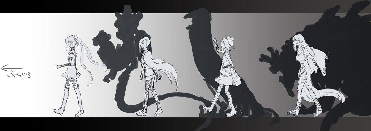 シルビア V Twitter イベント本用に横長イラスト作りたいけどただの百鬼夜行になってる