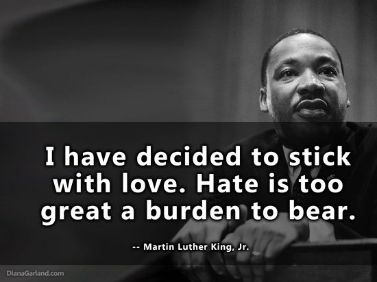 AustinSprings's tweet photo. Let us remember Dr. Kings message of love not hate. Love one another. Life is too short for anything else. #mlkday #lovenothate #loveyourneighbor #lightenyourburdens https://t.co/M3NEca6MVy