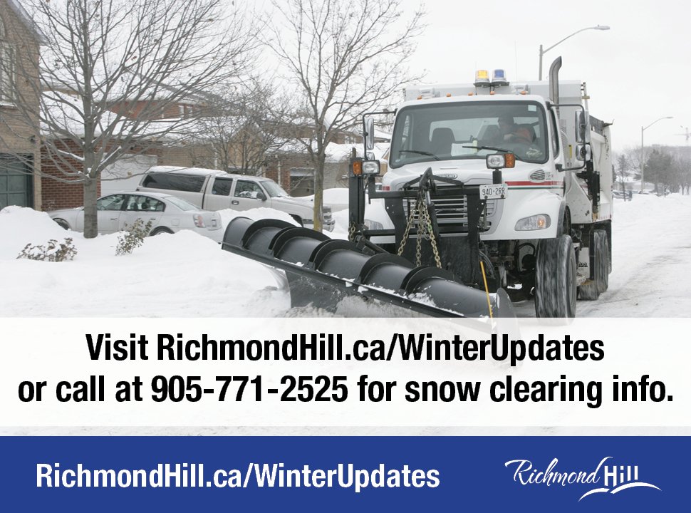 If you're looking for winter maintenance updates in Richmond Hill, visit (and bookmark!) RichmondHill.ca/WinterUpdates https://t.co/CSub7jo0Nu