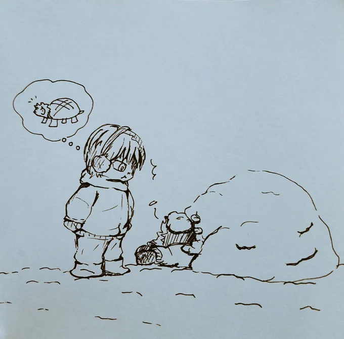 雪降ってるの見ながら超絶脈絡のないらくがき
かまくら作ろうとして失敗した轟出 