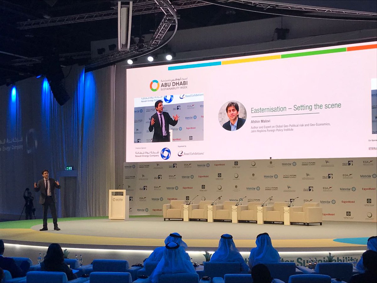 ADSWagenda's tweet photo. "We’re living in a world of climate change, its wonderful that the UAE have appointed a Minister of Climate Change"- @AfshinMolavi #ADSW #inAbuDhabi #Easternisation https://t.co/PlsuY7Ex07