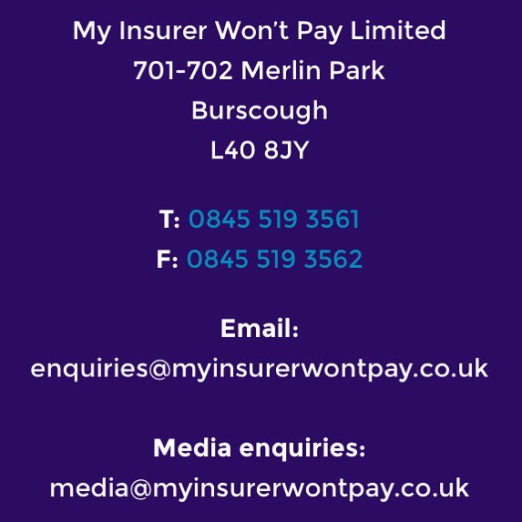 If you have had a genuine insurance claim rejected, My Insurer Won't Pay can help. Contact us for your free initial review #insuranceclaim #rejected #nowinnofee #myinsurerwontpay #insurance #insurer #claim