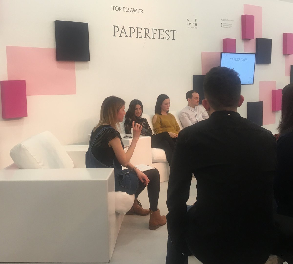 PostscriptFrome's tweet image. We are researching future stationery trends the #PaperFest "Spotlight and treads in stationery" session  @TopDrawerLondon #DefineYourStory
