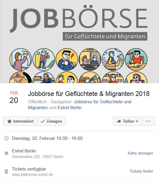 Save the Date: Am 20.2. findet Europas größte #Jobbörse für #Geflüchtete und #Migranten jobboerse-estrel.de der <a href="/bundesagentur/">Bundesagentur für Arbeit</a> in Berlin statt.