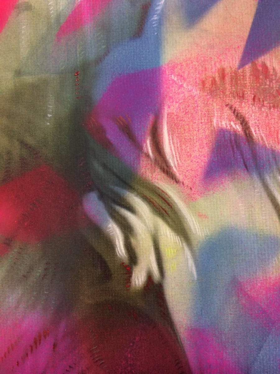 _AlisonGoodyear's tweet photo. Reworking a group painting today. 1 of 5 panels - so more to come. Listening to #Christineandthequeens #workinprogress #abstractart #abstractpainting #painting #abstractnarrative #palettes #alisongoodyear https://t.co/oOuBgLdpeo