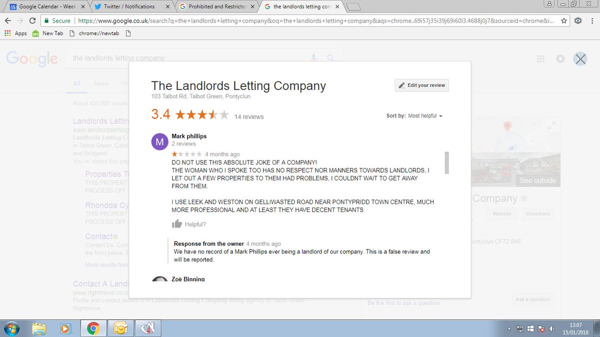 LLCltd's tweet photo. @GoogleMyBiz Its been flagged here as a false review and its been flagged on the site https://t.co/yxhwIU1ds7