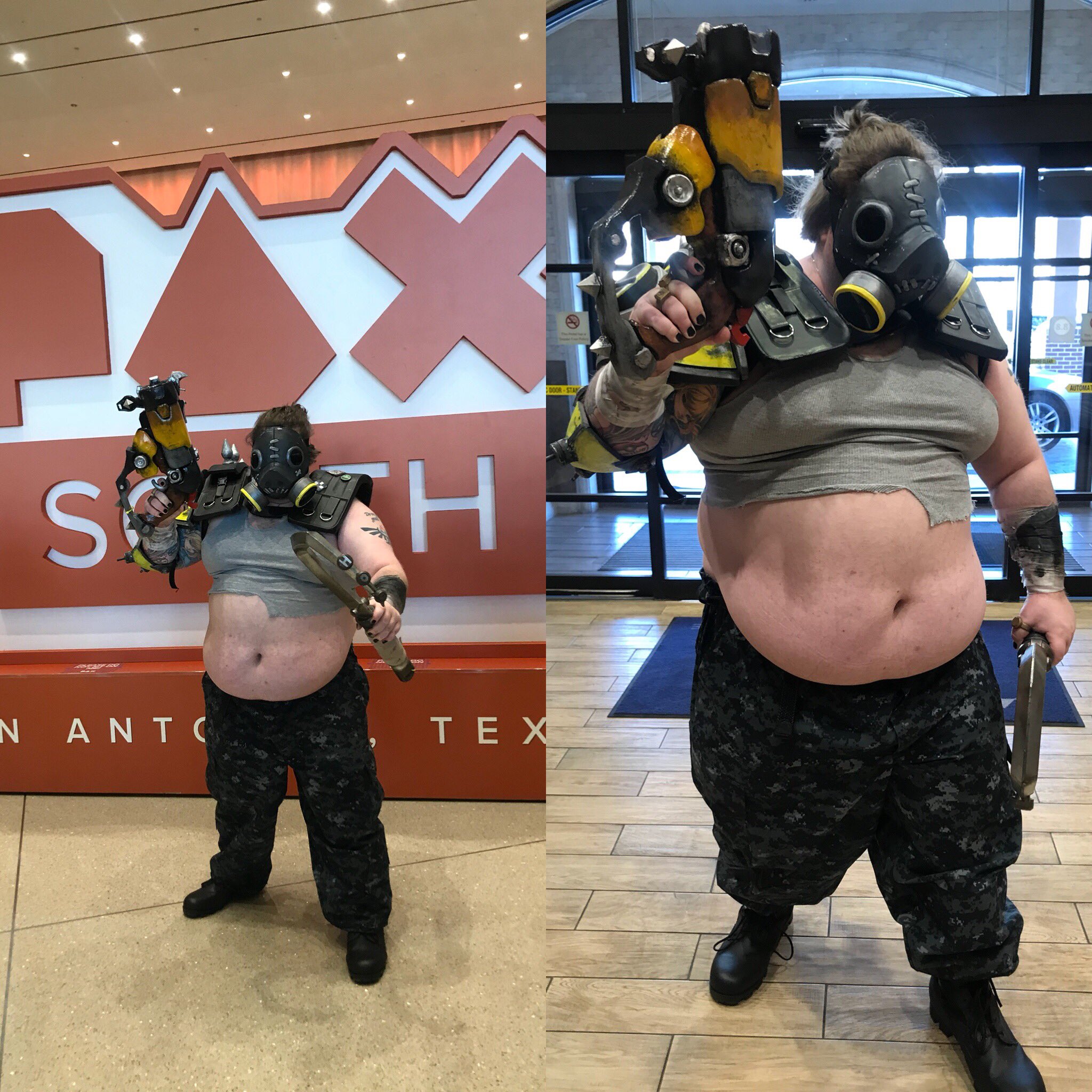 Sledgehammer Creative on X My buddy was finally able to showcase his first costume ever at PAX South cosplay overwatch overwatchcosplay roadhog roadhogcosplay props armor madebyhand PlayOverwatch Bliz...