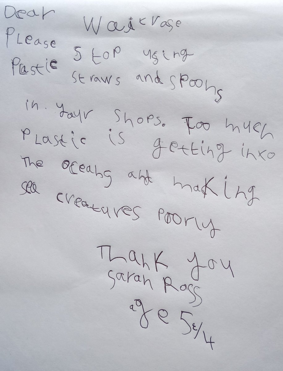 A letter written by my daughter after doing beach cleans &amp; finding so much plastic. Hoping this may make people rethink their plastic use and help Sarah protect the seas. <a href="/LessPlasticUK/">Less Plastic</a>  @thedeansvolunteers <a href="/sascampaigns/">Surfers Against Sewage</a>
<a href="/waitrose/">Waitrose & Partners</a>