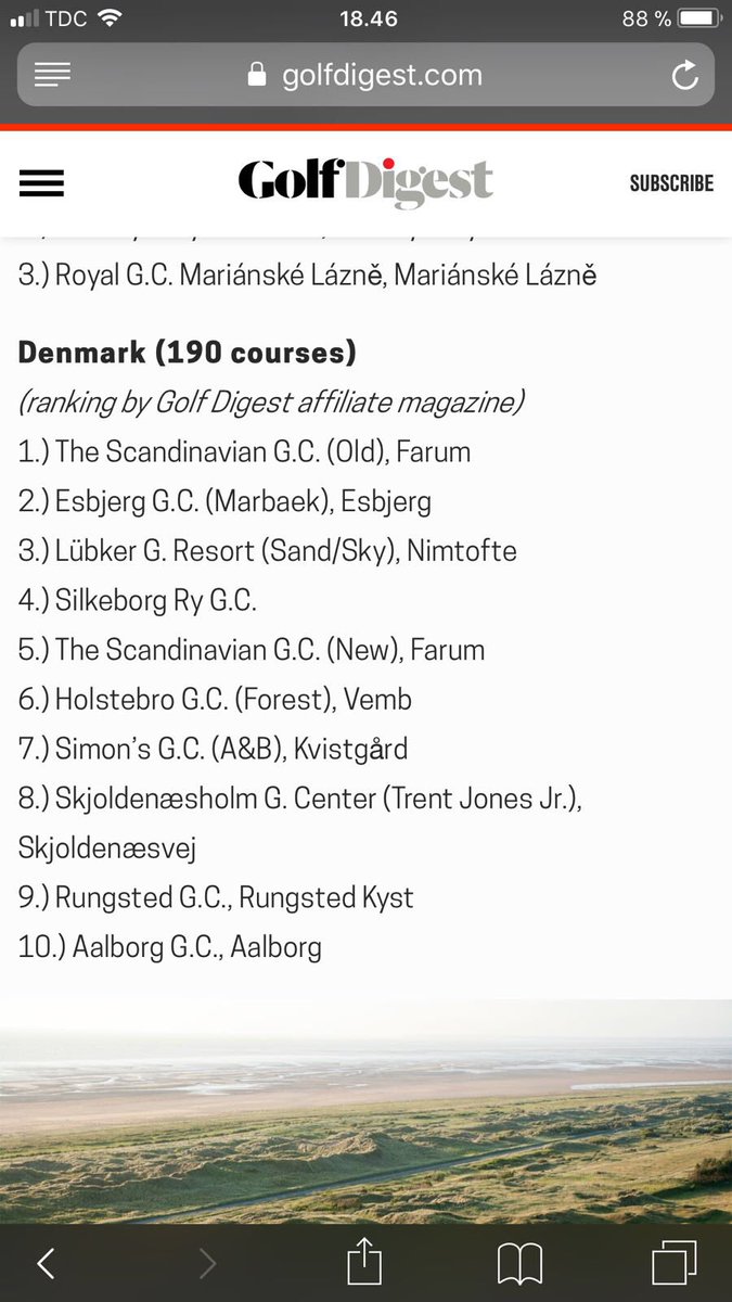 TheScanGolf's tweet photo. Number 1 again, this time @GolfDigest rankings! Very strong presence from @RTJ2GolfDesign in the Denmark ranking 🇩🇰 https://t.co/2Y8KrHVrK0
