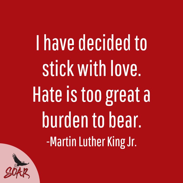 SOARADHD's tweet photo. "I have decided to stick with love. Hate is too great a burden to bear." #MLKDay https://t.co/QQXdga9NIE
