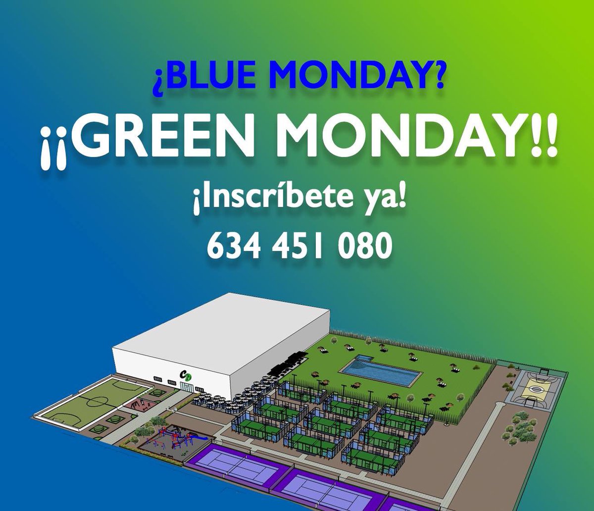 #bluemonday 🌨️? Para nosotros hoy es ✨GREEN MONDAY✨ el día perfecto para que te inscribas!!! 

Más de 30.000 m² para practicar tus deportes favoritos durante todo el año! Instalaciones climatizadas para el frío albaceteño 🌬️❄️

ciudaddeldeporte.es