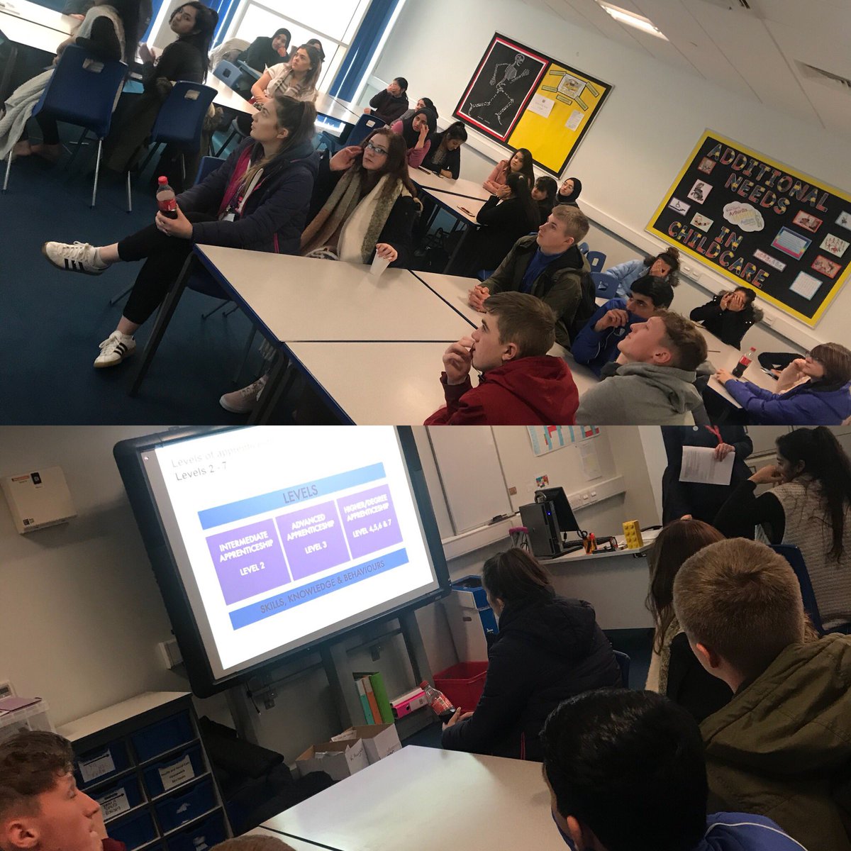 MissGAA6th's tweet photo. Our Year 13 students making sure they have all the information they need for life after @AA6th #apprenticeshiptalk #aspirations #gettingintheknow https://t.co/ni4bZ0DbO2