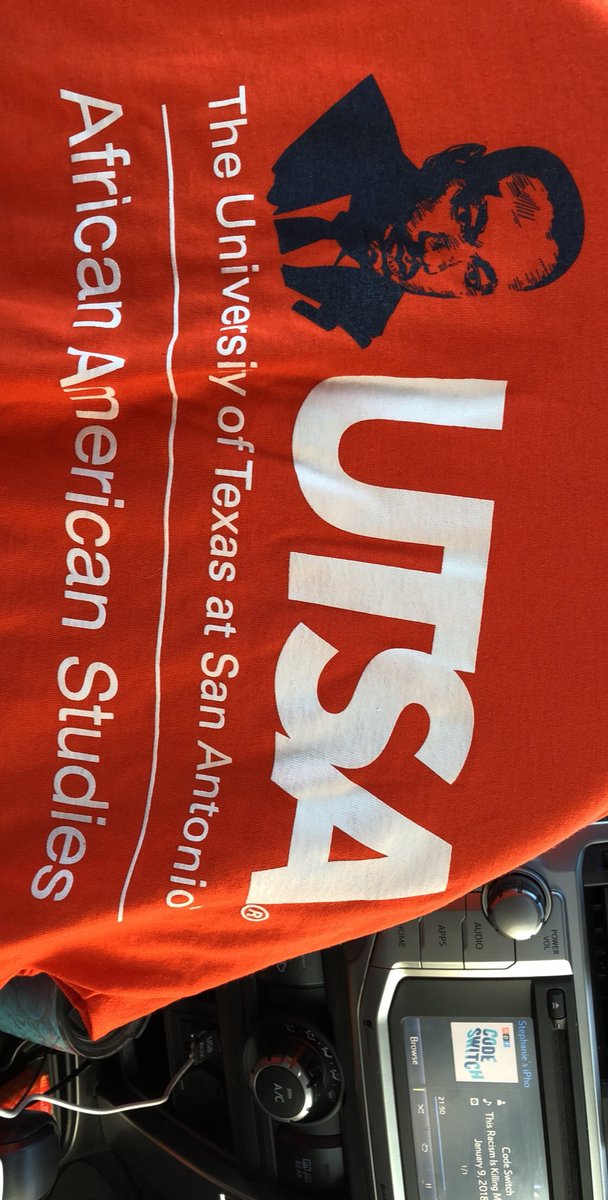 STEMinistx's tweet photo. Getting ready for the march! I’m meeting up with my @UTSAdowntown group & listening to a new episode from @NPRCodeSwitch while we wait for the bus #MLKMarchSA #MartinLutherKingJr #martinlutherkingday #UTSAStemEquity #UTSABlockB903 #utsa https://t.co/iAaUz9pFKs
