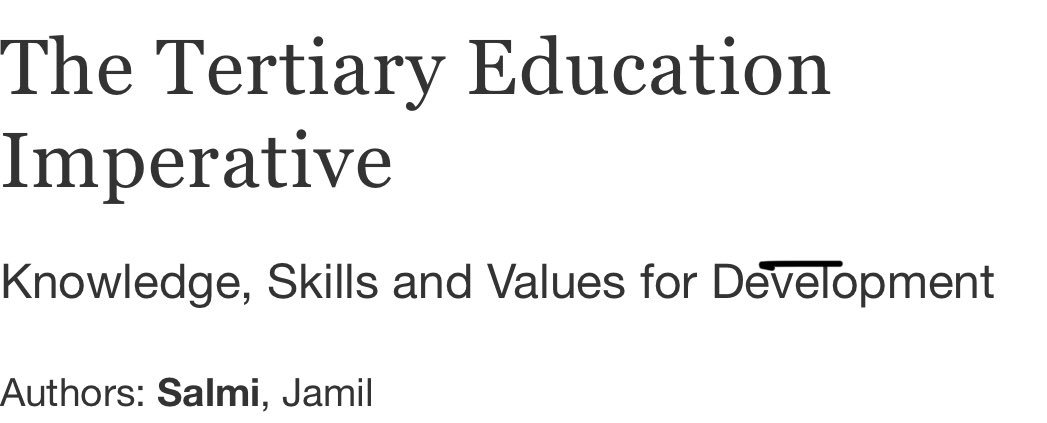 Forging effective #HigherEducation systems for national development: a review of the recent book authored by Jamil Salmi (@TertiaryEd), former Global Coordinator of <a href="/WBTertiaryEd/">World BankTertiaryEd</a>. Great guidance for policy makers, inst.leaders &amp; researchers. <a href="/uniworldnews/">UniversityWorldNews</a>. universityworldnews.com/article.php?st…