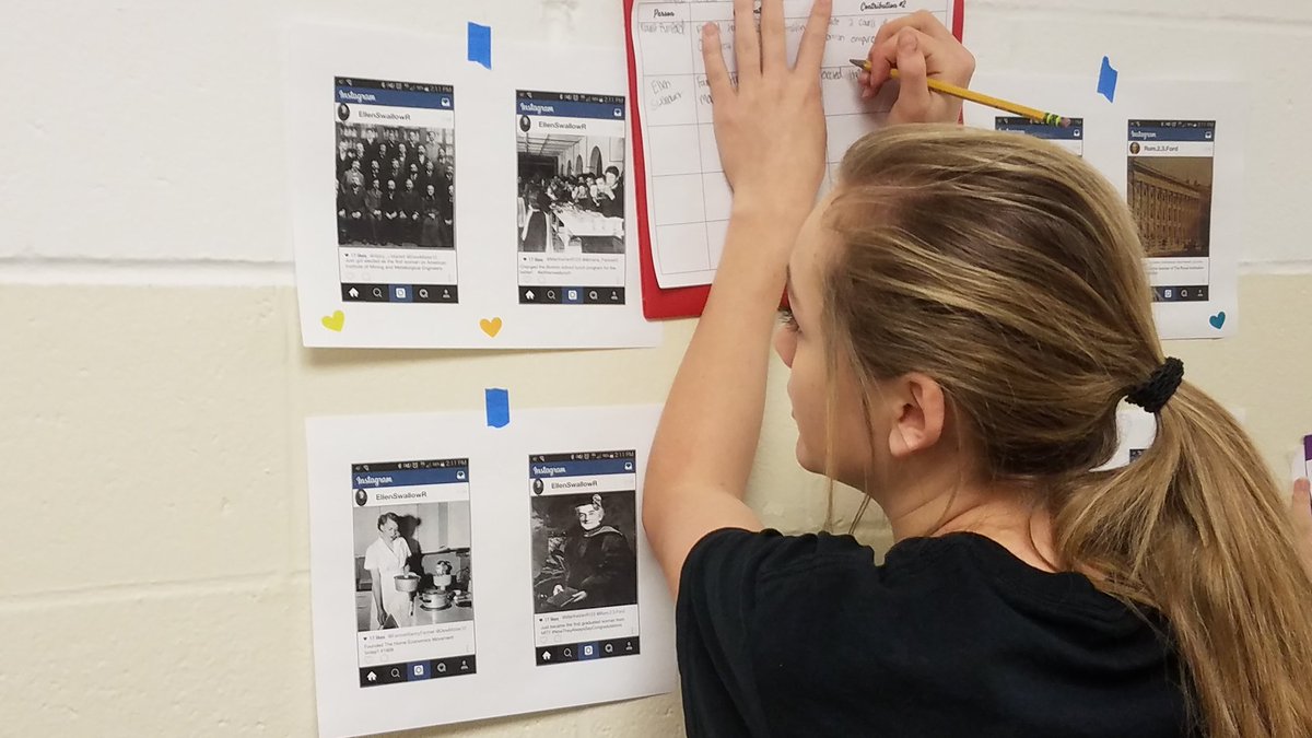missgreene15's tweet photo. Intro to FACS students "creeping" on the Instagram accounts of historical figures in the the field of Family &amp; Consumer Sciences. They even "liked" their favorite pictures. #SayYestoFCS #facsedu #aurorahuskies #cte https://t.co/AqIROrtyk7