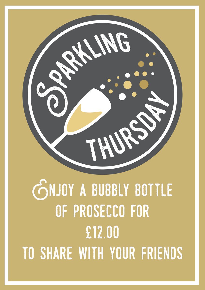 Bring a sparkle in to Thursdays with our £12.00 a bottle of Prosecco 
#ThursdayTreats  #JanuaryBlues #girlsnight