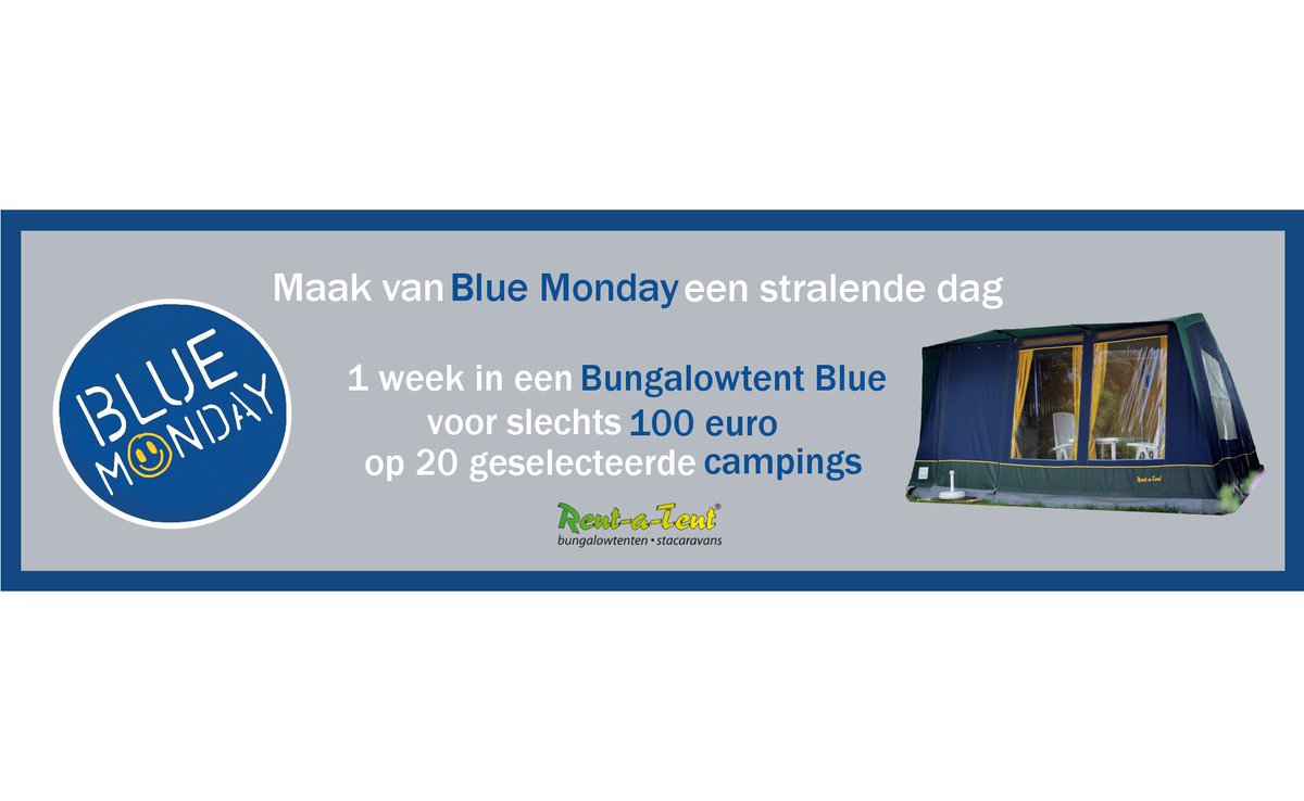 #BlueMonday nog enkele uurtjes te boeken! Profiteer nu van 20 campings voor 100 euro. Bekijk en boek de actie op: rent-a-tent.nl/blue-monday-20…