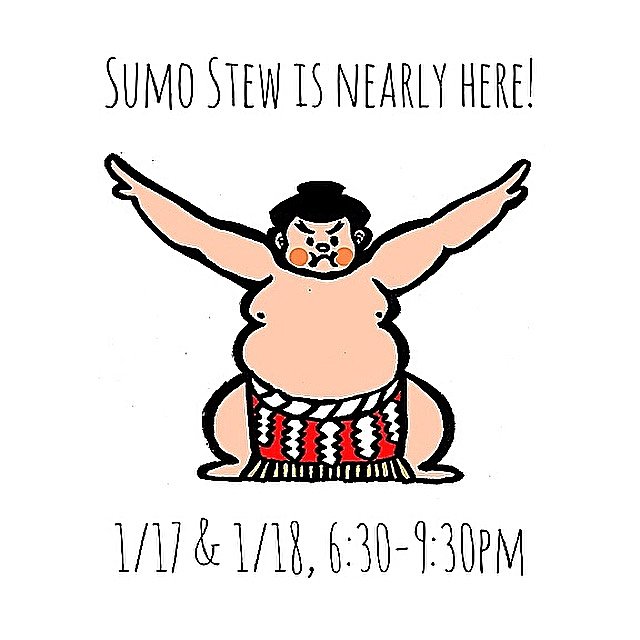 Looking for something awesome to do this week? Join us for #SUMOSTEW this Wednesday, 1/17, and Thursday, 1/18, from 6:30-9:30pm! Sumo wrestling, bowls of chankonabe, bento boxes, mochi, Japanese Whiskey, local Sake &amp; more! Check out sumostew.com for details 👍