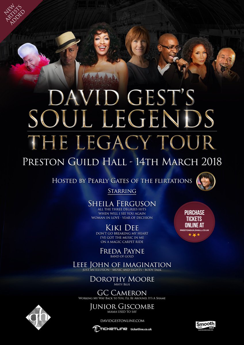 Preston City Centre BID (@bidpreston) on Twitter photo STOP PRESS:
Multi-million selling soul legends to appear <a href="/prestguildhall/">Preston Guild Hall</a>.
The <a href="/DavidGest2016/">DavidGest Foundation</a> Foundation presents <a href="/SheilaDFerguson/">Sheila Ferguson 3°</a>, @FregregPayne, <a href="/thekikidee/">Kiki Dee</a>, <a href="/leeejohn/">Leee John</a> and more artists, this March:
prestonguildhall.co.uk/shows/david-ge… STOP PRESS:
Multi-million selling soul legends to appear <a href="/prestguildhall/">Preston Guild Hall</a>.
The <a href="/DavidGest2016/">DavidGest Foundation</a> Foundation presents <a href="/SheilaDFerguson/">Sheila Ferguson 3°</a>, @FregregPayne, <a href="/thekikidee/">Kiki Dee</a>, <a href="/leeejohn/">Leee John</a> and more artists, this March:
prestonguildhall.co.uk/shows/david-ge…