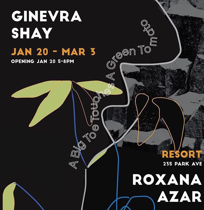 Alex_Ebstein's tweet photo. Saturday at Resort: A Big Toe Touches A Green Tomato
Ginevra Shay and Roxana Azar 5-8pm https://t.co/U3BNyMraoT