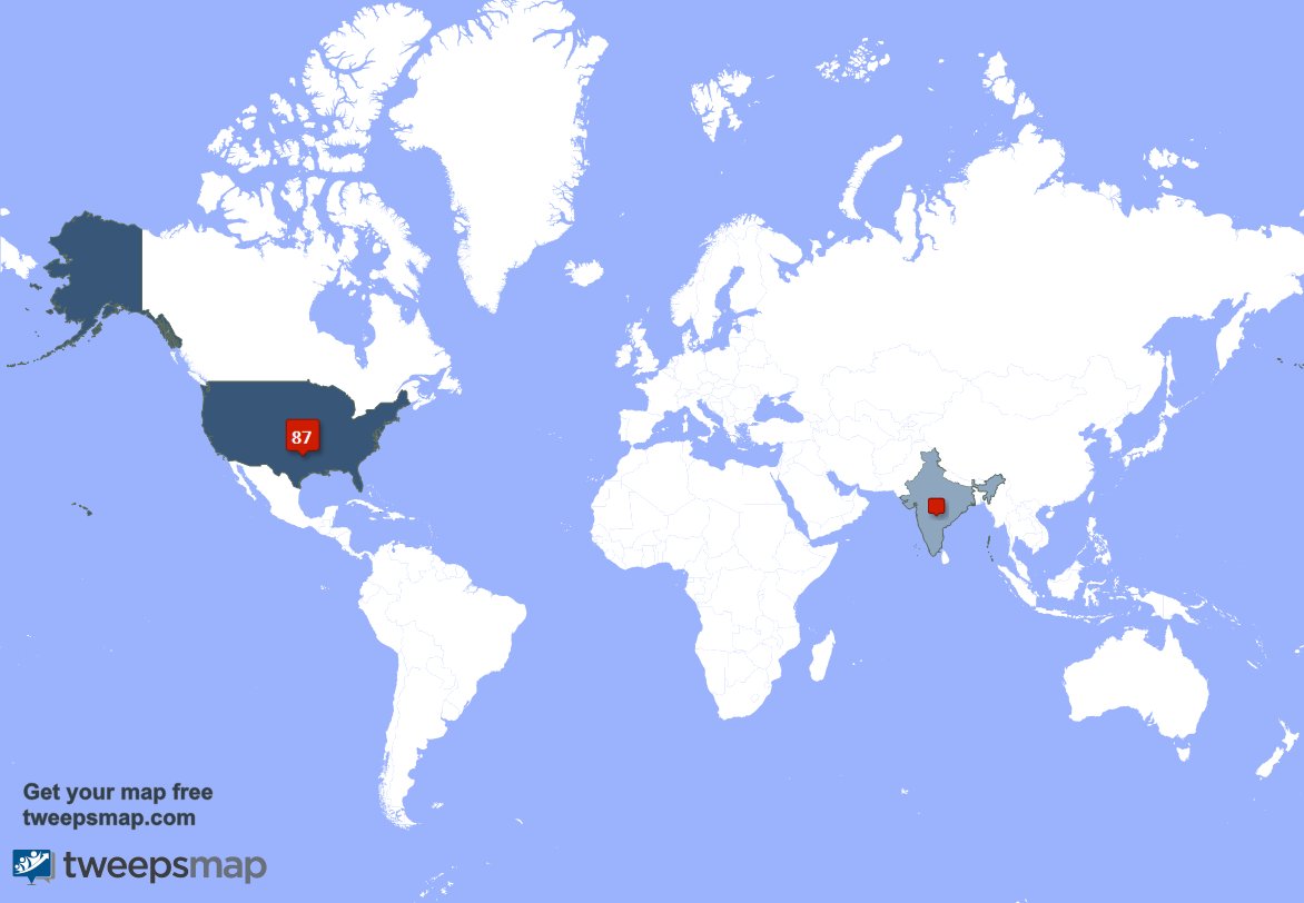 AFFCDGYM's tweet photo. My followers live in 2 countries: USA(81%), India(12%)... https://t.co/2pnKin8jIW Get your free map! https://t.co/TAJPEQ4qbg
