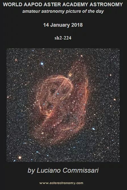 AAPOD Aster Academy Astronomy
> hiresastro.blogspot.it/p/aapod.html
The best image of the day is
"sh2-224"
by Luciano Commissari
#aapod #astronomia #astronomy