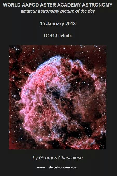 AAPOD Aster Academy Astronomy
> hiresastro.blogspot.it/p/aapod.html
The best image of the day is
"IC 443 nebula"
by Georges Chassaigne
#astronomy #aapod #ISS #UNIVERSE