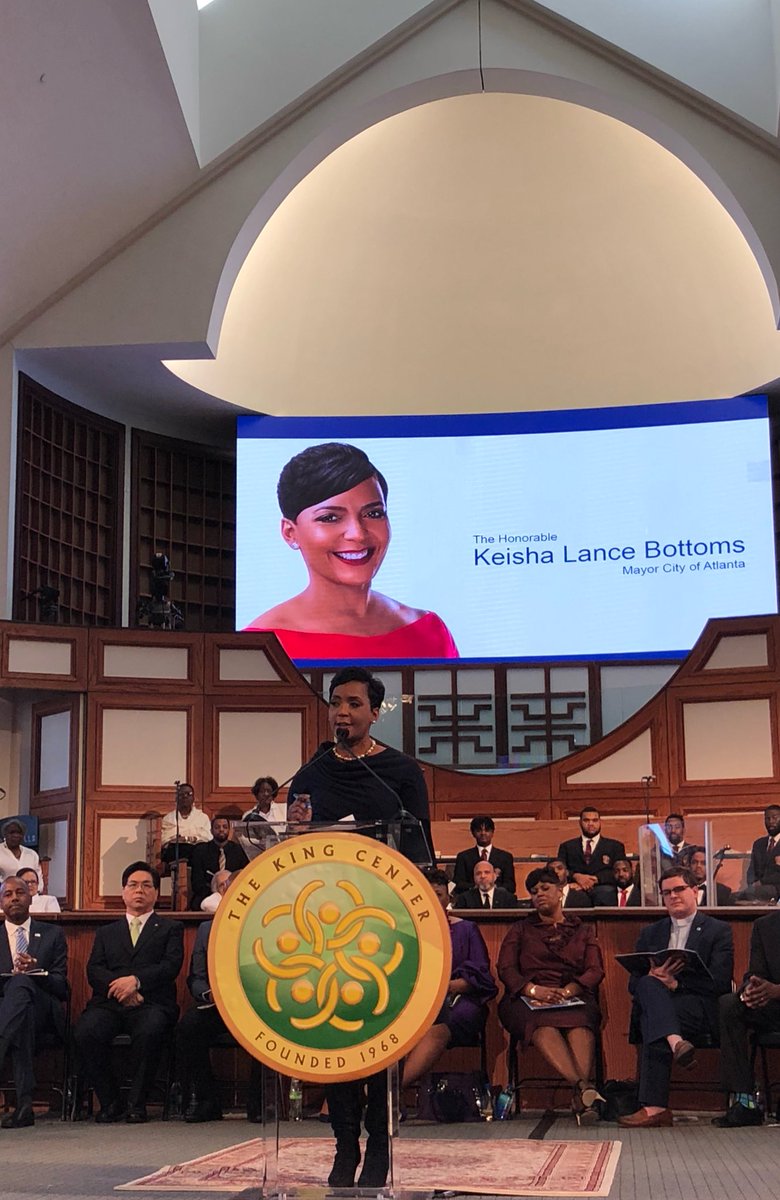 TheKingCenter's tweet photo. “Dr. King wanted us to be first in love, the first in generosity.” ~@KeishaBottoms, Mayor of #Atlanta. #MLKDay #MLK50Forward #MLK #CorettaScottKing https://t.co/nocHO2h7eB