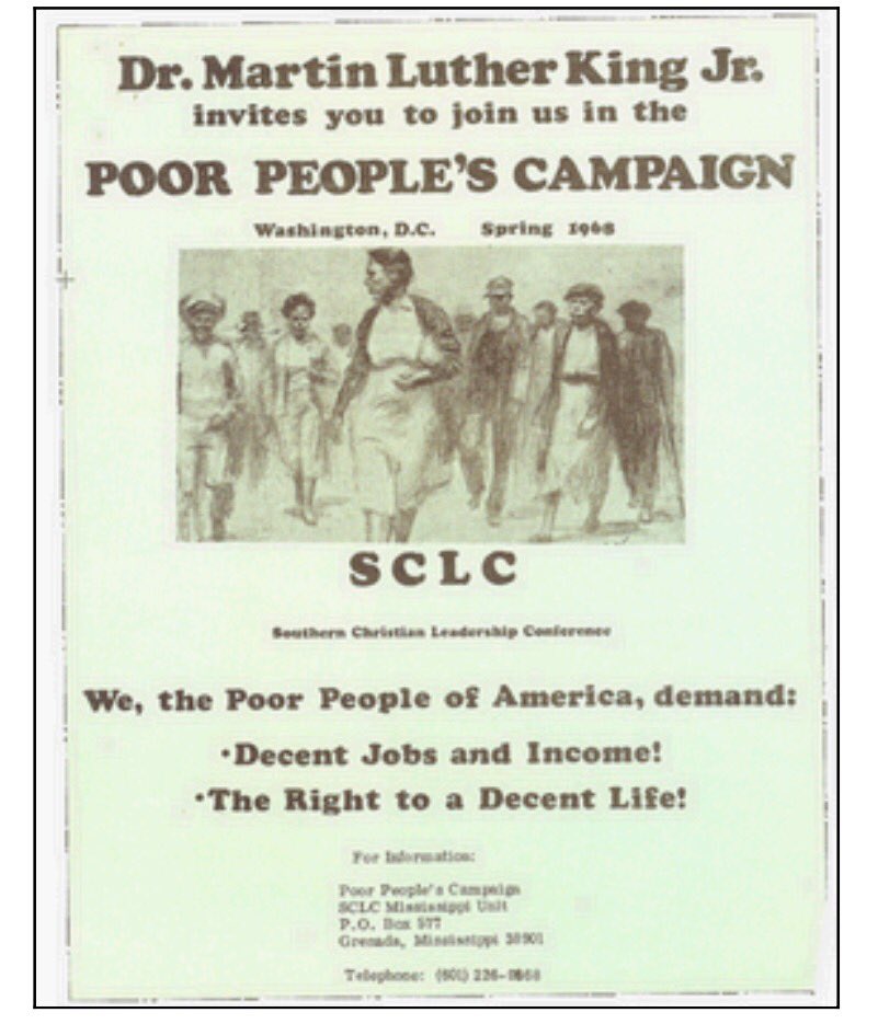 Today we honor the life, vision, and dream of Dr. King.  Just before his death, Dr. King was planning the "Poor People's Campaign".  👇🏽
(flyer, King Institute, Stanford)