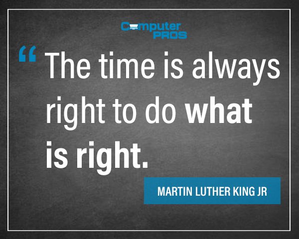 _CPBusiness's tweet photo. At Computer PROS, we are dedicated to doing the right thing by our customers. #MLKDay https://t.co/6ob51pLOwc