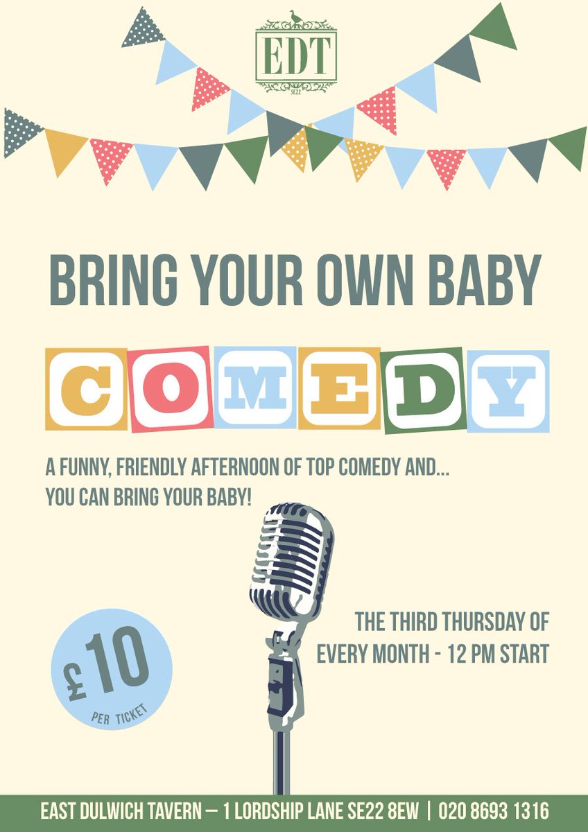 AnticPubs's tweet photo. THURSDAY in #Dulwich! Grown-up comedy, babies welcome! The side-splitting @BYOBabyComedy RETURNS to the @edtse22 😂 Bringing the laughs are 🌟@carlysmallman 🌟@GTrizz 🌟@JoeSutherland_ 🌟Tickets £10 adv/£12 otd (there is a bar 👀🍷). Grab a ticket! https://t.co/kIXea2aAe8 https://t.co/FRcwSjI2XP